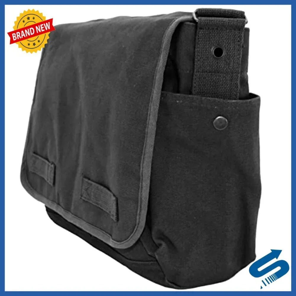 Heavyweight Cotton Canvas Military Messenger Bag Classic Unisex Adjustable Strap
